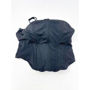 Miaou Womens Strapless Corset Top Boned Lace Up‎ Back Bustier Black Size XL